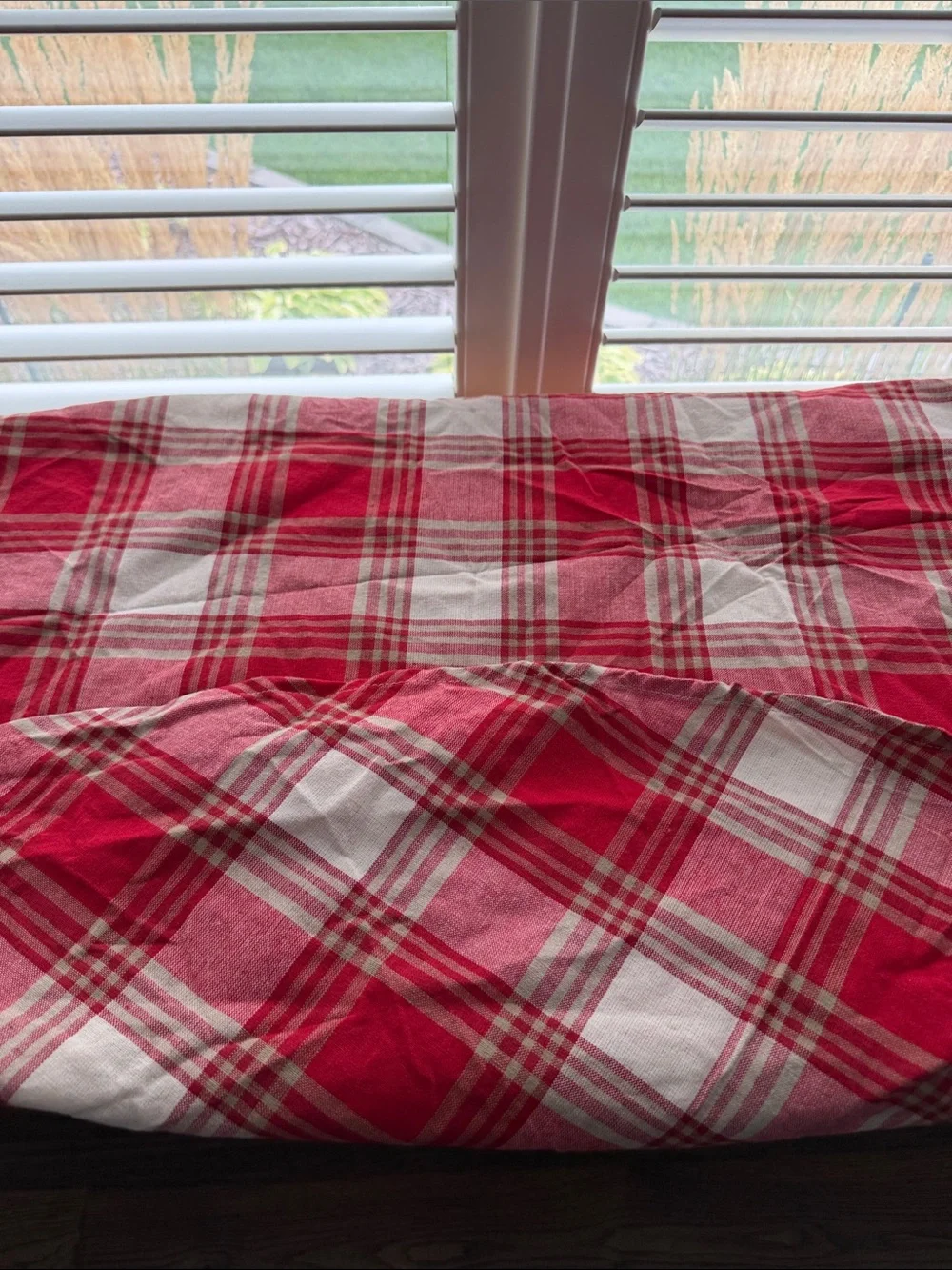 Round Plaid Tablecloth 60” Cotton